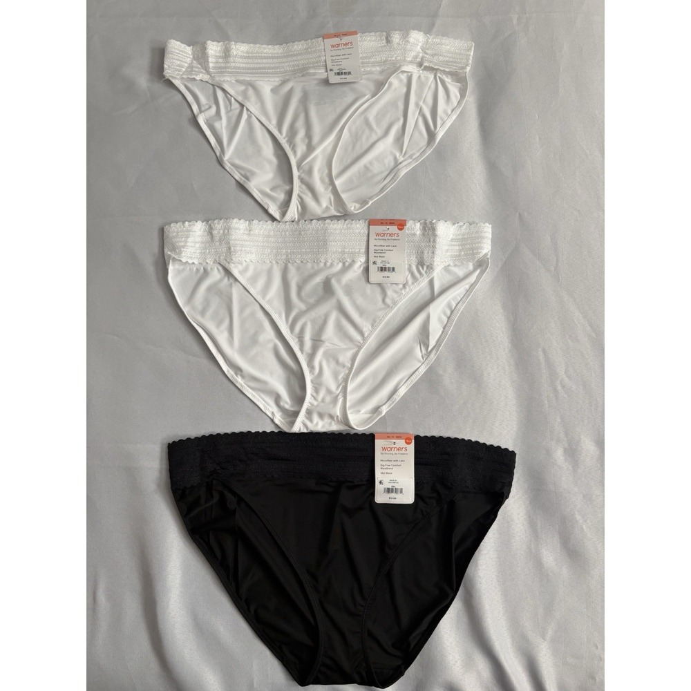 NEW Warners No Pinching No Problems Lace Bikini WR5509 3 Pair Women's 3XLarge